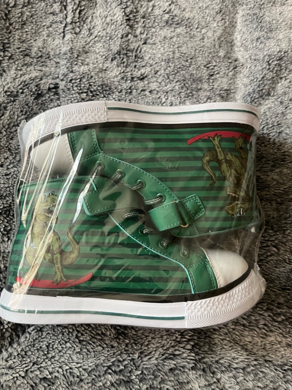 Kids Green Dinosaur High-Top Sneakers